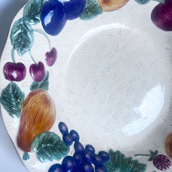 Noble Excellence Napa Valley Serving Bowl 13" Ceramic Fruit Motif Multicolor - Picture 9 of 12